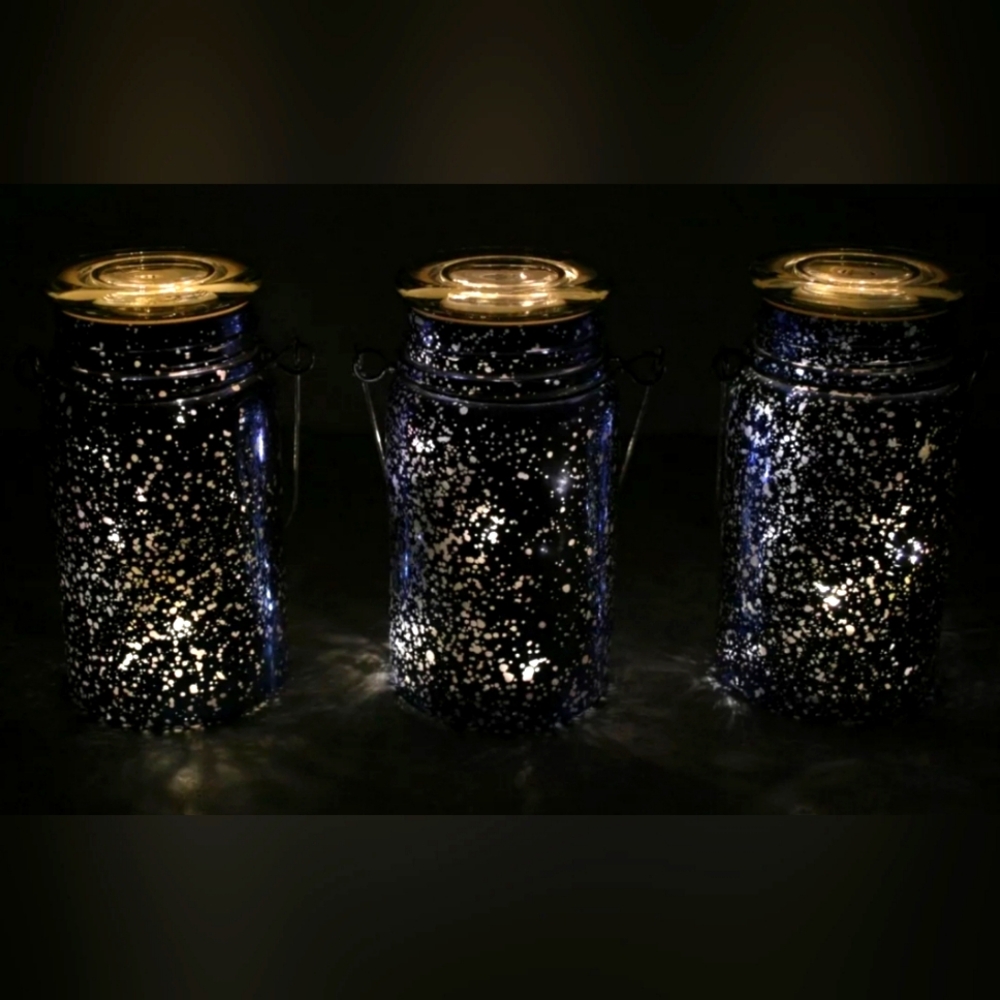 Valerie Parr Hill lndoor/Outdoor Hand Blown Mercury Glass Lit Mason Jars w/Timer